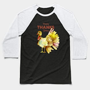 happy thanksgiving  watercolor turkey Baseball T-Shirt